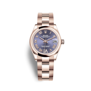 Rolex Datejust 31 Rose Gold / Domed / Aubergine - Roman / Oyster
