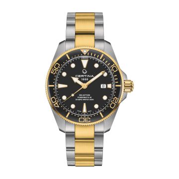 Certina DS Action Diver Powermatic 80 43 Stainless Steel - Yellow Gold / Black / Bracelet