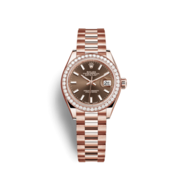 Rolex Lady-Datejust 28 Everose Diamond / President / Chocolate
