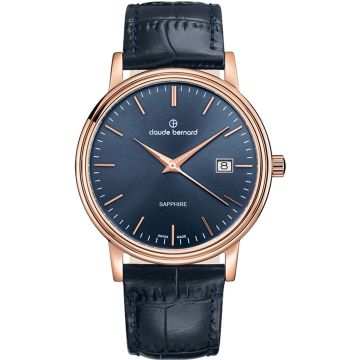 Claude Bernard Classic Gents Date Rose / Blue 42mm