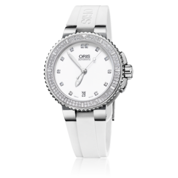 Oris Aquis Date Diamonds 36 Stainless Steel / White - Diamond / Rubber