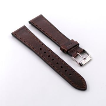 Vintage Veg Tan Italian Leather Pecan Brown Watch Strap with Quick Release - 19mm