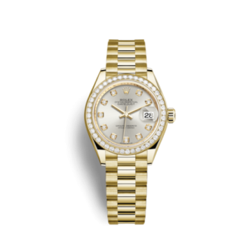 Rolex Lady-Datejust 28 Yellow Gold Diamond / President / Silver Diamond
