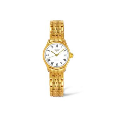 Longines Lyre 25 Automatic PVD Gold / White - Roman / Bracelet