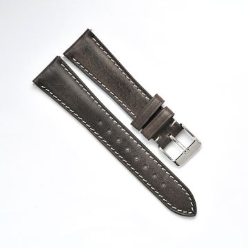 Vintage Veg Tan Embossed Italian Leather Hippo Grey Watch Strap with Quick Release - 18mm