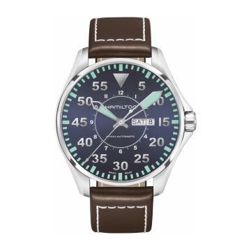 Hamilton Khaki Aviation Pilot Day Date 46 Stainless Steel / Blue / Strap