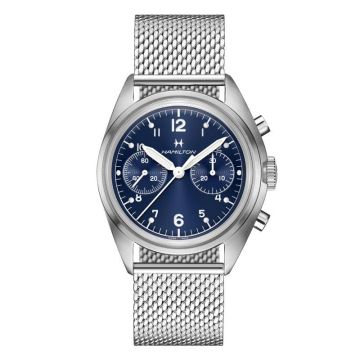 Hamilton Khaki Aviation Pilot Pioneer Mechanical Chronograph Stainless Steel / Blue / Bracelet