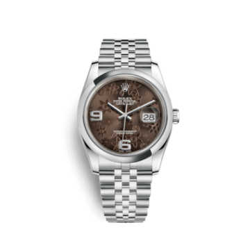 Rolex Datejust 36 Stainless Steel Domed / Jubilee  / Chocolate Floral