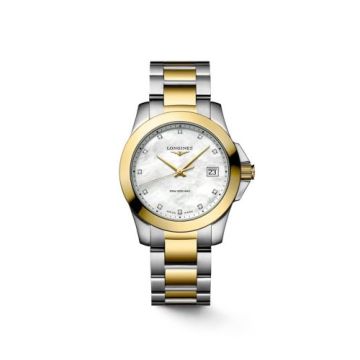 Longines Conquest Quartz 34 Stainless Steel - Yellow Gold / MOP