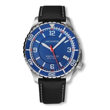 Archimede SportTaucher Stainless Steel / Blue / Black Leather