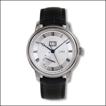 Limes Pharo BigDate - Silvered / black leather strap