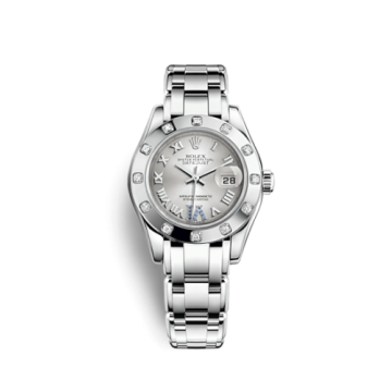 Rolex Datejust Pearlmaster 29 White Gold 12 Diamond Silver Roman