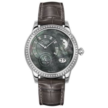 Glashütte Original PanoMatic Luna Stainless Steel / Diamond / Tahiti MOP / Alligator / Pin