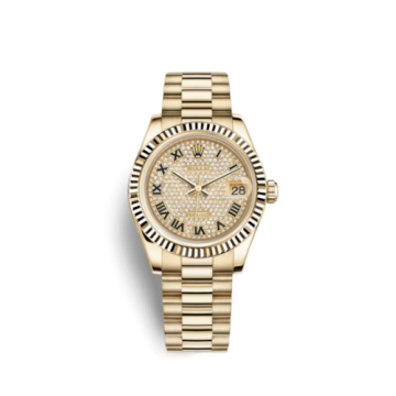 Rolex Datejust 31 Yellow Gold Fluted / President / Paved Roman