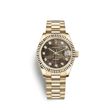 Rolex Datejust 31 Yellow Gold Fluted / President / Black MOP Computer