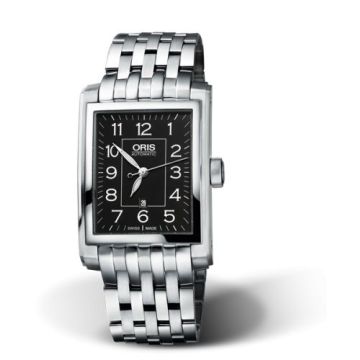 Oris Rectangular Date 30 Stainless Steel / Black - Arabic / Bracelet