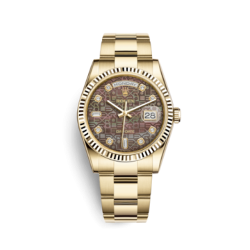 Rolex Day-Date 36 Yellow Gold Fluted / Oyster / Black MOP Computer