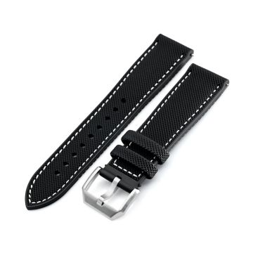 FKM38 Black FKM Quick Release Rubber Watch Band, Brushed, 20mm or 22mm - 22mm