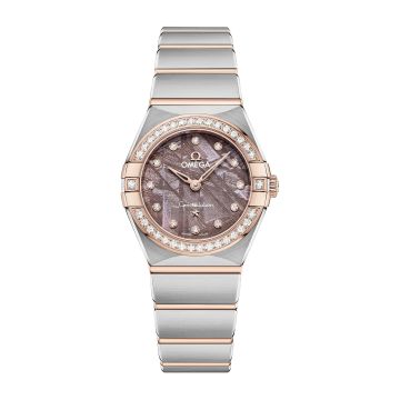 Omega Constellation Manhattan 25 Quartz Stainless Steel - Sedna Gold - Diamond / Lilac Meteorite