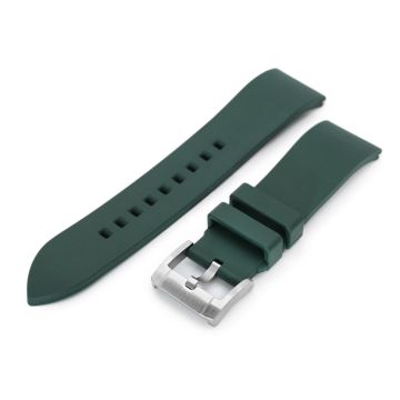 or 22mm Straight End Emerald Green FKM Rubber Quick Release Watch Band, Brushed - 22mm