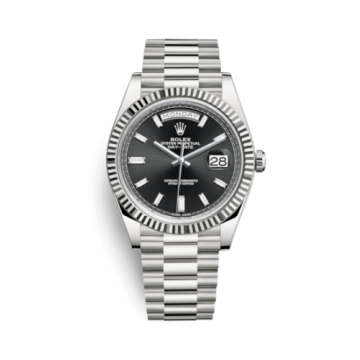 Rolex Day-Date 40 White Gold / Black - Baguette