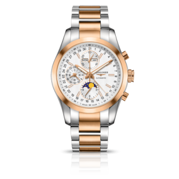 Longines Conquest Classic Moonphase Stainless Steel - Red Gold / Silver / Bracelet