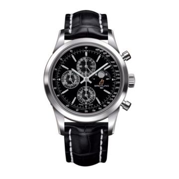 Breitling Transocean Chronograph 1461 Stainless Steel / Black / Croco / Pin