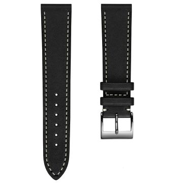 Leuven Cavallo Flat Handmade Horse Leather Watch Strap - Black - 17mm