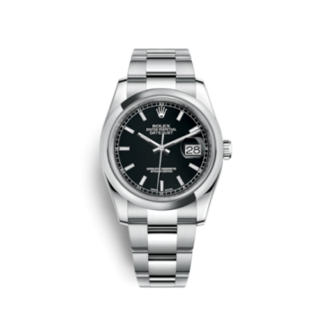 Rolex Datejust 36 Stainless Steel Domed / Oyster / Black