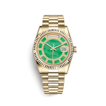 Rolex Day-Date 36 Yellow Gold Fluted / President / Green Jade Carousel