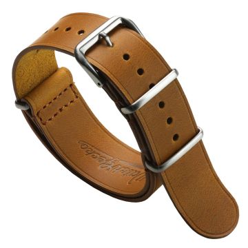 Cambridge Genuine Leather British Military Watch Strap - Light Brown - 22mm