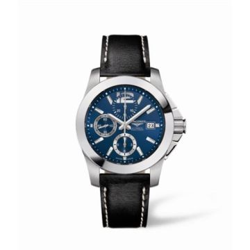 Longines Conquest Chronograph Blue Leather