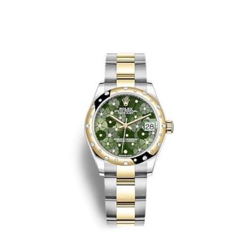 Rolex Datejust 31 Stainless Steel / Yellow Gold / Domed - Diamond / Olive - Floral / Oyster