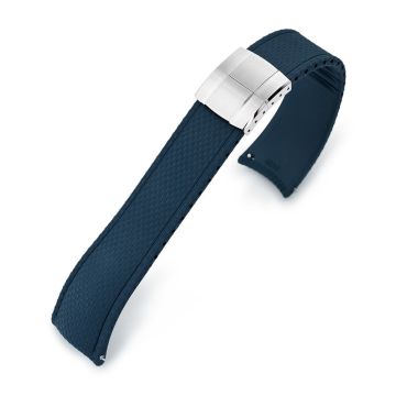 FKM41 Navy Blue Quick Release Butterfly Deployment FKM Rubber Watch Band, 20mm to 22mm and 24mm - 24mm
