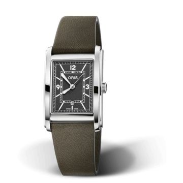 Oris Rectangular Date 25.5 Stainless Steel / Green