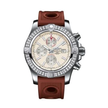 Breitling Super Avenger II Stainless Steel / Diamond / Stratus Silver / Rubber / Folding