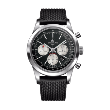 Breitling Transocean Chronograph Stainless Steel / Reverse Panda / Rubber / Folding