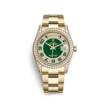 Rolex Day-Date 36 Yellow Gold Diamonds / Oyster  / Green Paved