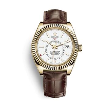 Rolex Sky-Dweller Yellow Gold / White / Alligator