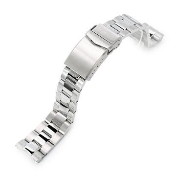Super-O Boyer Watch Band for Seiko Mini Turtles SRPC35 SBDY109 SBDY085, Stainless Steel - Brushed with Polished Center, V Diver Clasp - 18mm