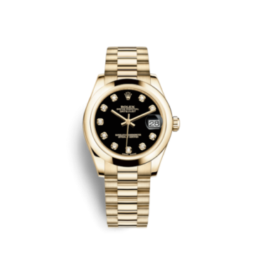 Rolex Datejust 31 Yellow Gold Domed / President / Black Diamond