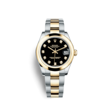 Rolex Datejust 31 Rolesor Yellow Domed / Oyster / Black Diamond