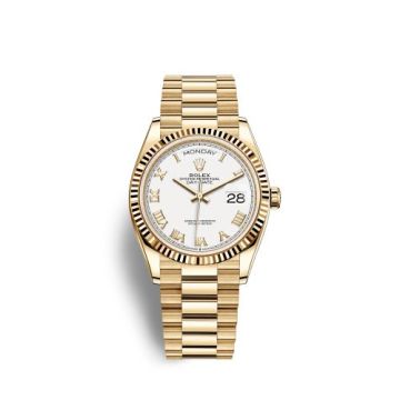 Rolex Day-Date 36 Yellow Gold / Fluted / White - Roman / President