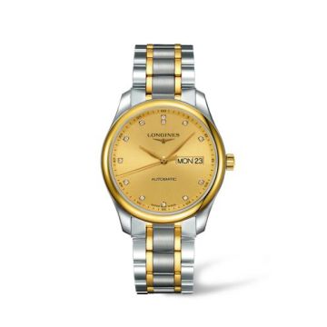 Longines Master Collection 38.5 Day Date Stainless Steel / Champagne-Diamond / Bracelet