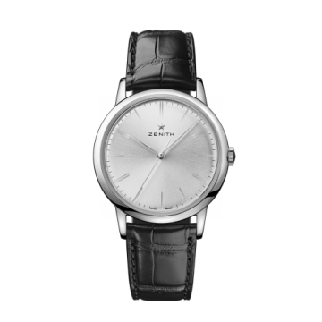 Zenith Elite Classic Stainless Steel / Silver / Alligator