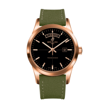 Breitling Transocean Day & Date Red Gold / Black / Military / Pin