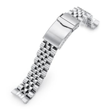 Angus-J Louis Watch Band for Seiko Mini Turtles SRPC35 SBDY109 SBDY085, Stainless Steel - Brushed with Polished Center, V Diver Clasp - 18mm