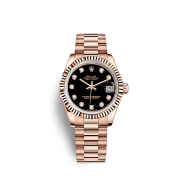 Rolex Datejust 31 Everose Fluted  President Black Diamonds