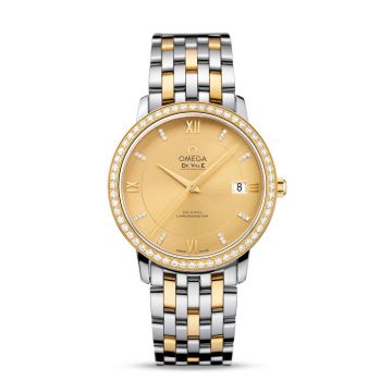 Omega De Ville Prestige Co-Axial 36.8 Stainless Steel / Yellow Gold / Champagne / Diamond / Bracelet