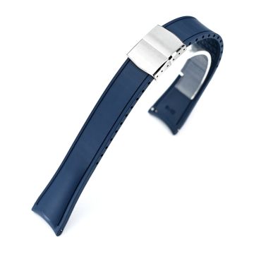 or 22mm FKM34 Navy Blue Rubber Quick Release Watch Band, Deployment Clasp - 22mm